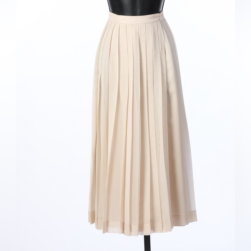 Peggy Jennings Cream Pleated Midi Button Wrap Skirt